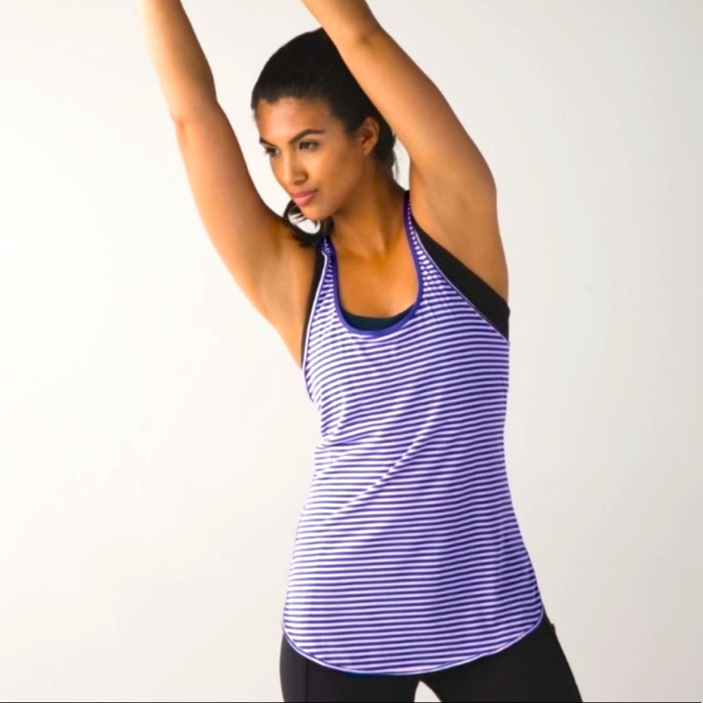 Lululemon Racerback Tank Top - Purple Stripes - Size 2 - Lightweight